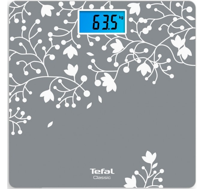 Весы Tefal напольные Classic Blossom, 160кг, AAAx2 нет в компл., стекло, серебро