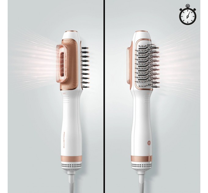 Фен-щетка Rowenta Reverso Dry&Brush 2в1, 1200Вт, режимов-3, иониз-я, хол. обдув, насадок-2, керамика, бело-золотистый
