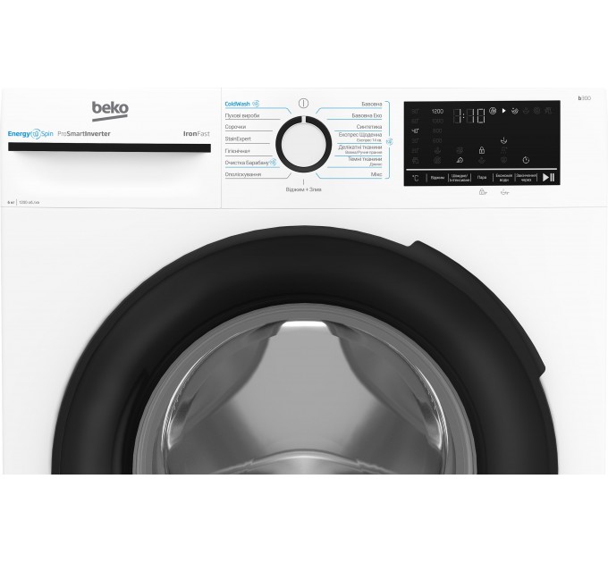 Стиральная машина Beko фронтальная, 6кг, 1200, A+++, 45см, дисплей, инвертор, пар, белый