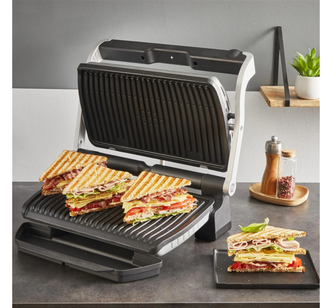 Гриль Tefal прижимной OptiGrill+ XL 2000Вт, темп. режимов-4, съёмные пластины, металл