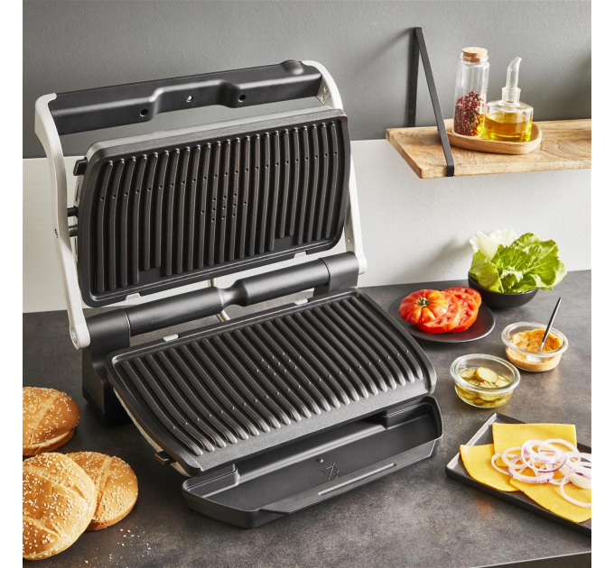Гриль Tefal прижимной OptiGrill+ XL 2000Вт, темп. режимов-4, съёмные пластины, металл