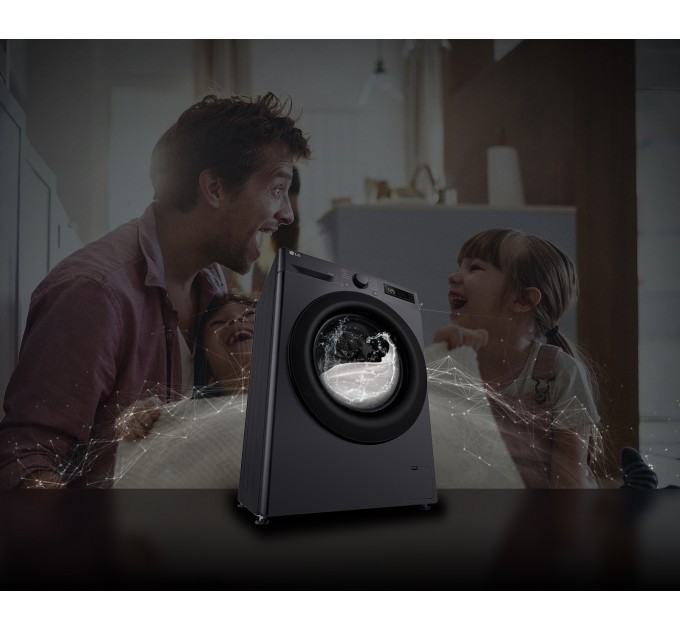 Прально-сушильна машина LG фронтальна, 9(5)кг, 1200, A, пара, 48см, дисплей, пара, інвертор, чорний