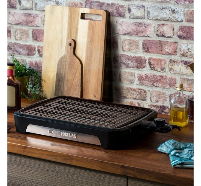 Гриль George Foreman барбекю Smokeless BBQ Grill 1606Вт, темп. режимов-3, съёмные пластины, пластик, черный
