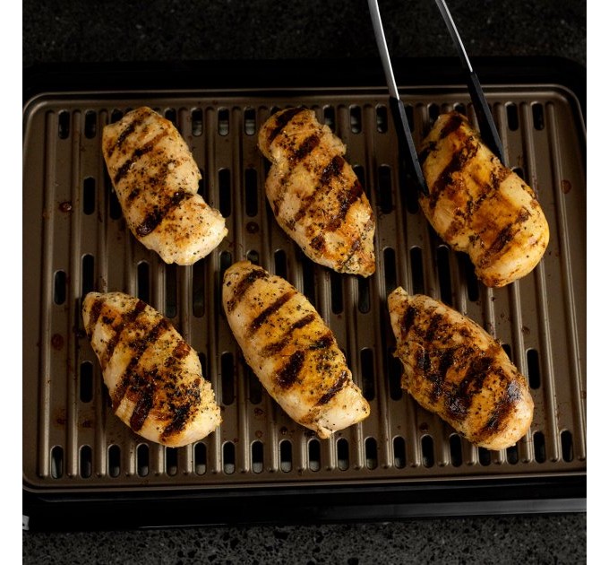 Гриль George Foreman барбекю Smokeless BBQ Grill 1606Вт, темп. режимов-3, съёмные пластины, пластик, черный