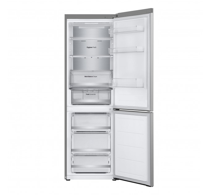 Холодильник LG с нижн. мороз., 186x60х68, холод.отд.-234л, мороз.отд.-110л, 2дв., E, NF, инв., диспл внешн., Fresh Сonverter, Metal Fresh, серебристый