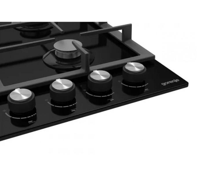 Варочная поверхность Gorenje газ на стекле, 60см, чугун, черный