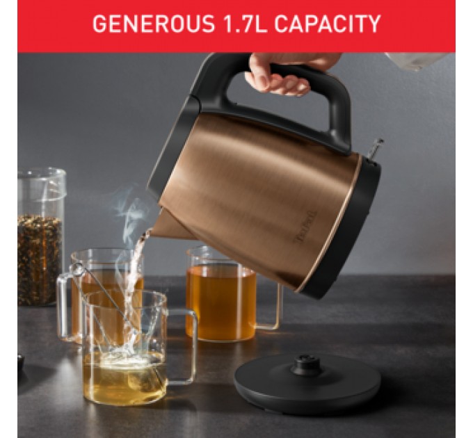 Електрочайник Tefal Coppertinto 1.7л, Strix, нержавіюча сталь, бронзовий