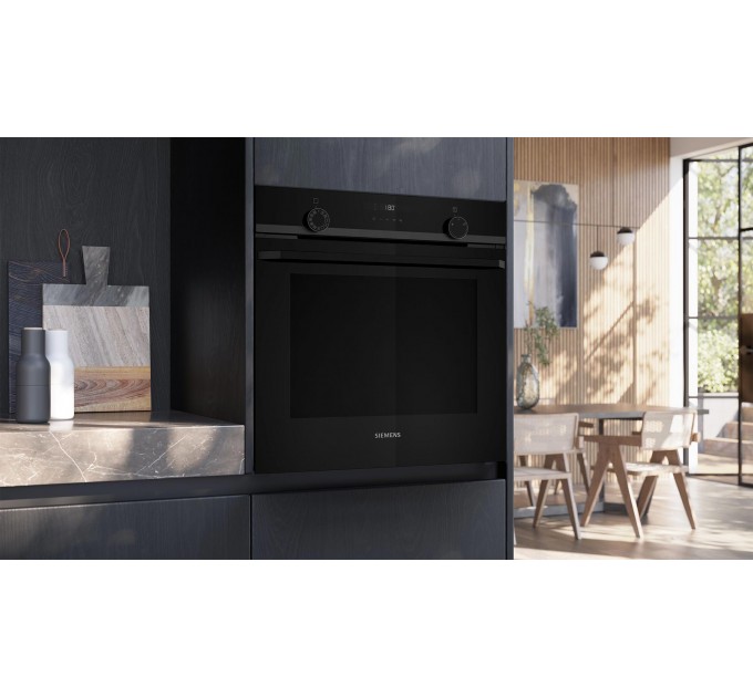 Духовой шкаф Siemens электрический, 76л, A, дисплей, конвекция, телескопические направляющие, черный