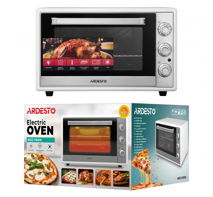 Піч електрична ARDESTO, 60л, 2000Вт, механіч., подвійне скло, білий
