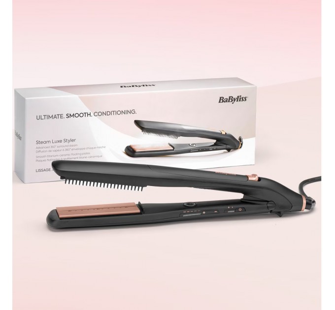 Випрямитель Babyliss Steam Lux Styler, 56Вт, темп.режимов-5, 170-210 °C, термо коврик, керамика, черный