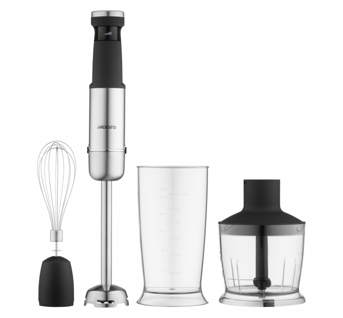 Блендер ARDESTO погружной HBG-1000WHCHC, 1000Вт, 3в1, чаша-600мл, чопер 500мл, черно-серебристый