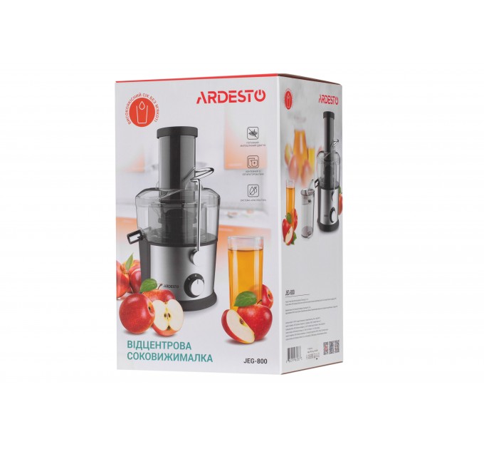 Соковыжималка ARDESTO центробежная 1100Вт, чаша-1л, пластик/металл, серебристо-черный