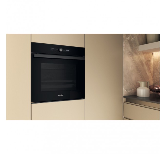 Духовой шкаф Whirlpool электрический, 73л, A+, дисплей, конвекция, телескопические направляющие, черный