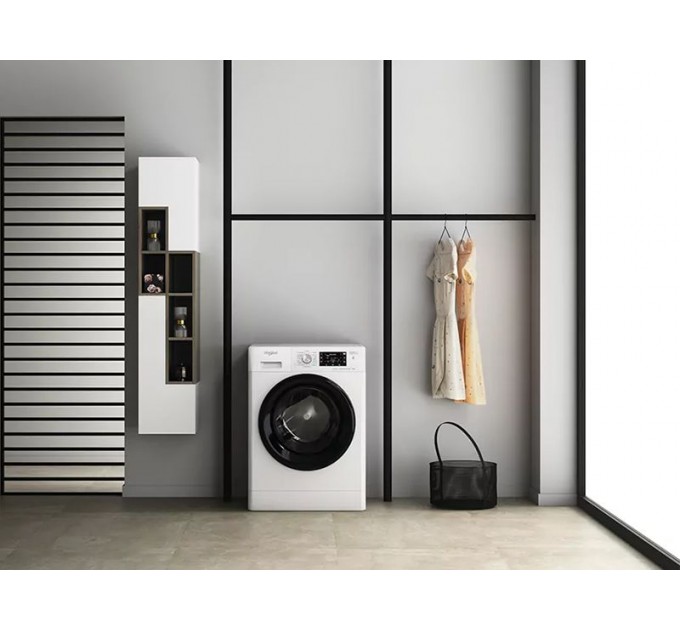 Стиральная машина Whirlpool фронтальная, 9кг, 1400, A+++, 60см, дисплей, пар, инвертор, люк черный, белый