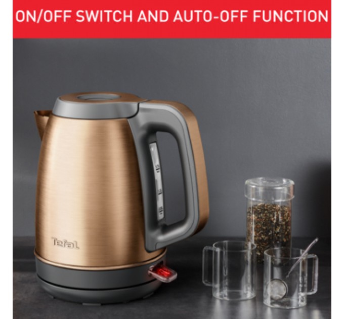 Електрочайник Tefal Coppertinto 1.7л, Strix, нержавіюча сталь, бронзовий