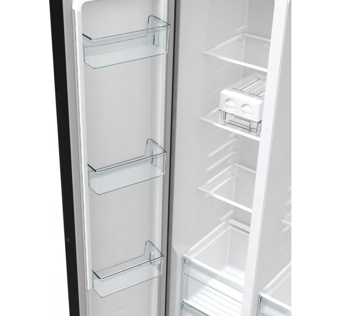 Холодильник SBS Gorenje, 179х67х92см, 2 дв., 353(191)л, А++, NF+, Инв. , Зона св-ти, диспенсер, генератор льда, Внешн.диспл, черный