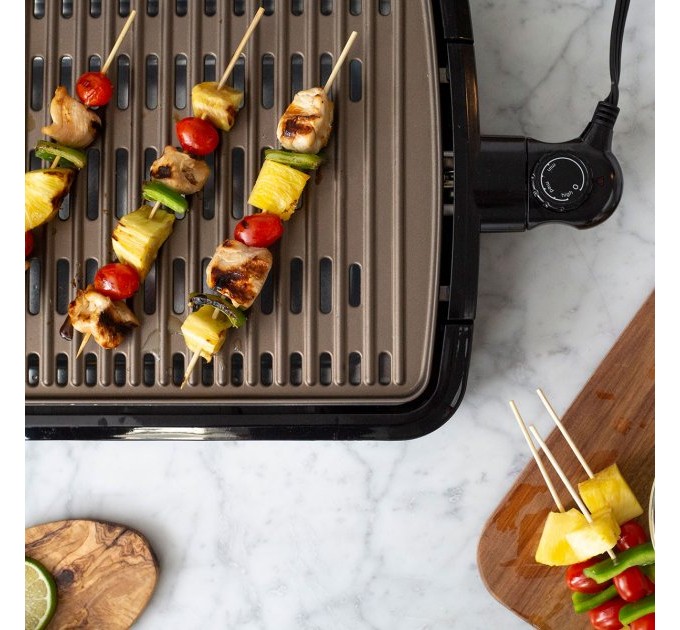 Гриль George Foreman барбекю Smokeless BBQ Grill 1606Вт, темп. режимов-3, съёмные пластины, пластик, черный