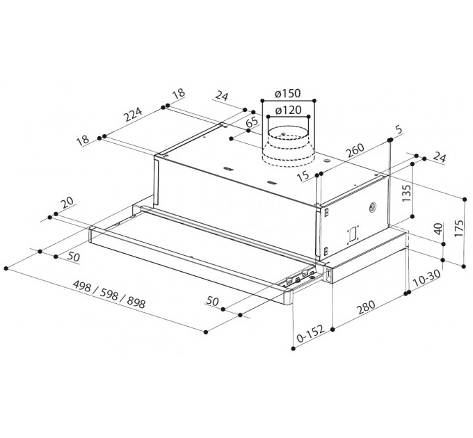 Вытяжка Faber телескопическая, 60см, 701м.куб/ч, Flexa Ng Hip W A60, белый