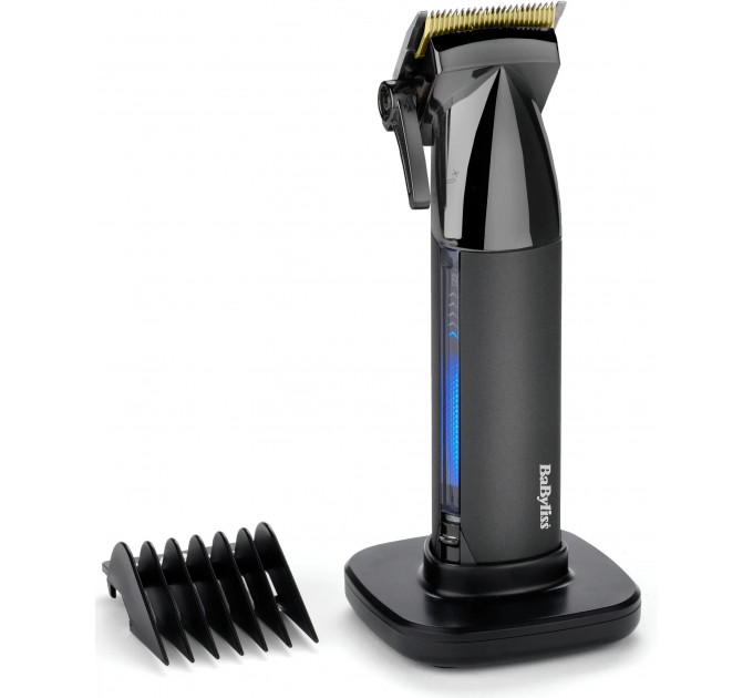 Машинка для стрижки Babyliss Super-X Metal Series, акум., насадок-12, быстрая заряд, сумка для хранения, сталь с графитовим покрытием, чорно-серебр.