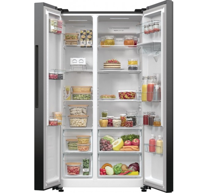 Холодильник SBS Gorenje, 179х67х92см, 2 дв., 353(191)л, А++, NF+, Инв. , Зона св-ти, диспенсер, генератор льда, Внешн.диспл, черный