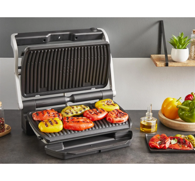 Гриль Tefal прижимной OptiGrill+ XL 2000Вт, темп. режимов-4, съёмные пластины, металл
