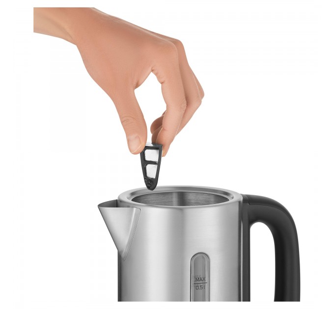 Електрочайник Sencor 0.5л, Strix, пластик, в комплекті 2 склянки + 2 ложки, нерж. сталь