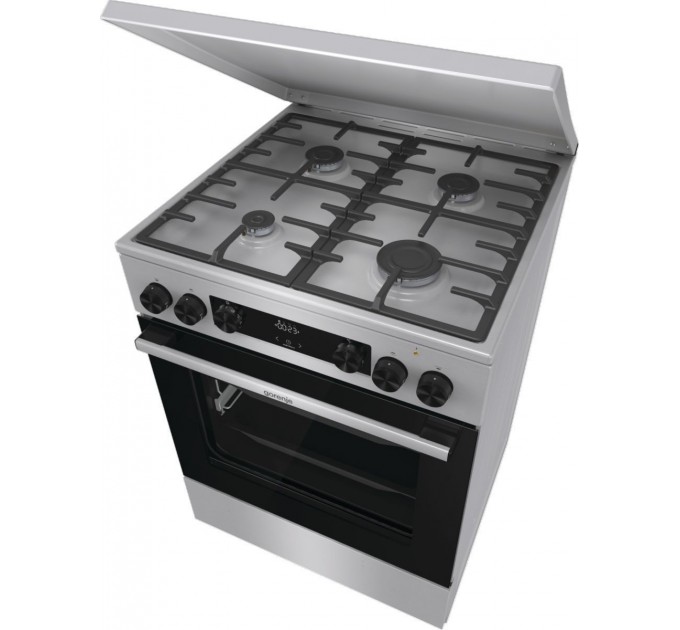 Плита Gorenje комби, 71л, 60x60см, дисплей, чугун, с крышкой, программатор IconLed,нерж