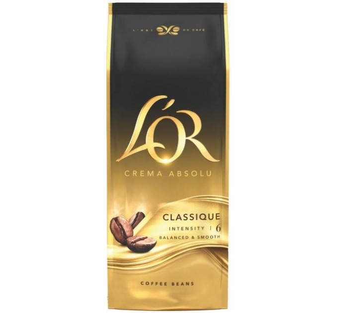 Кофе L`OR зерна, 1000г, Crema Absolute Classic, купаж арабика/робуста