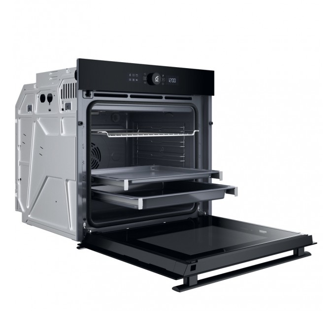Духовой шкаф Whirlpool электрический, 73л, A+, дисплей, конвекция, телескопические направляющие, черный