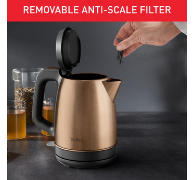 Електрочайник Tefal Coppertinto 1.7л, Strix, нержавіюча сталь, бронзовий