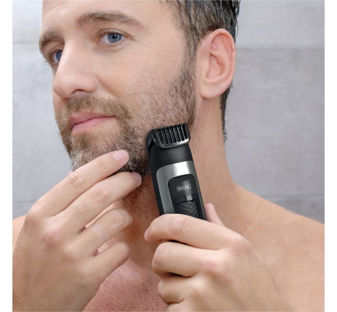 Триммер Wahl Aqua Trim для бороды, усов, тела, иннтим.зон , акум., роторный мотор, насадок-1, чехол, расческа, сталь, черн.