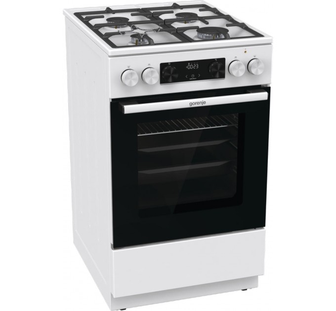 Плита Gorenje комби, 70л, 50x60см, дисплей, IconLed, чугун, белый