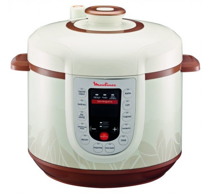 Мультиварка-скороварка Moulinex, 1000Вт, чаша-5л, сенсорное управл., металл/пластик, белый