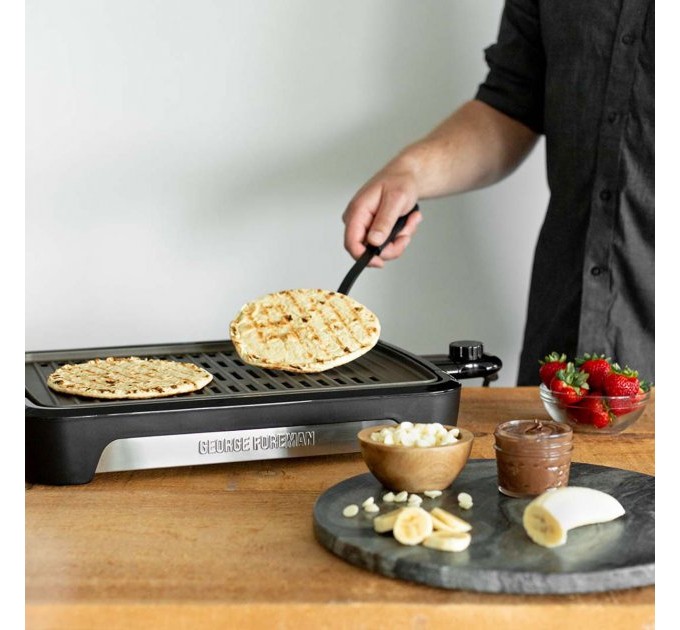 Гриль George Foreman барбекю Smokeless BBQ Grill 1606Вт, темп. режимов-3, съёмные пластины, пластик, черный