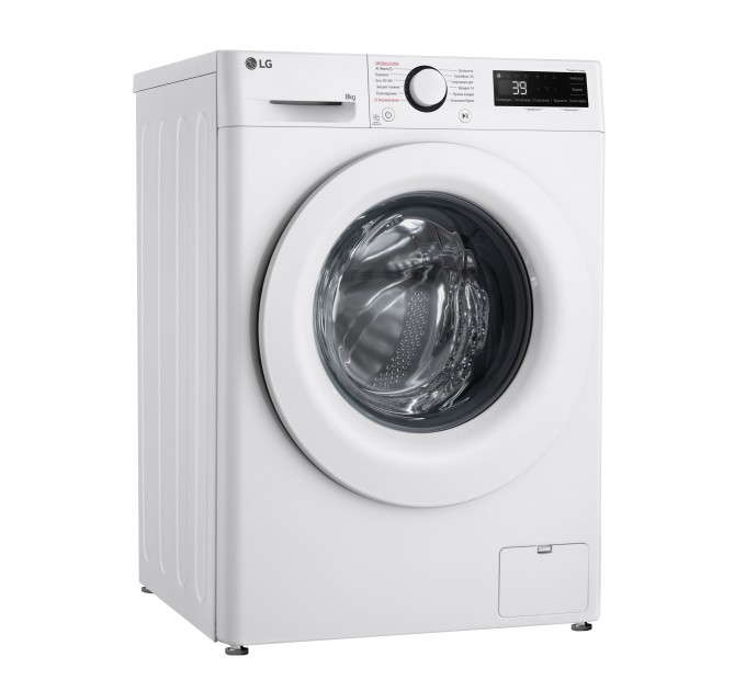 Стиральная машина LG фронтальная, 8кг, 1200, A, 48см, дисплей, пар, инвертор, белый