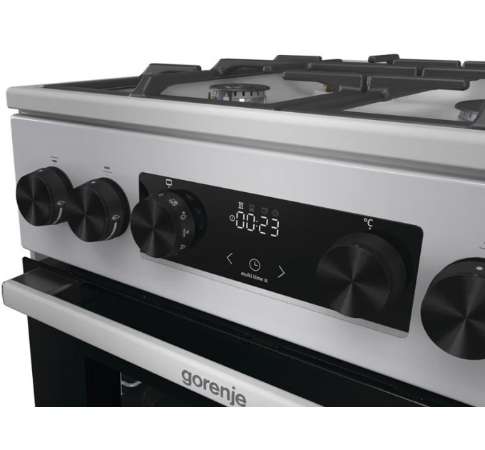 Плита Gorenje комби, 70л, 50x60см, дисплей, чугун, нерж