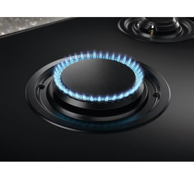 Варильна поверхня Electrolux газова на склі, 75см, чавун, електрон. керування, Hob2Hood, чорний