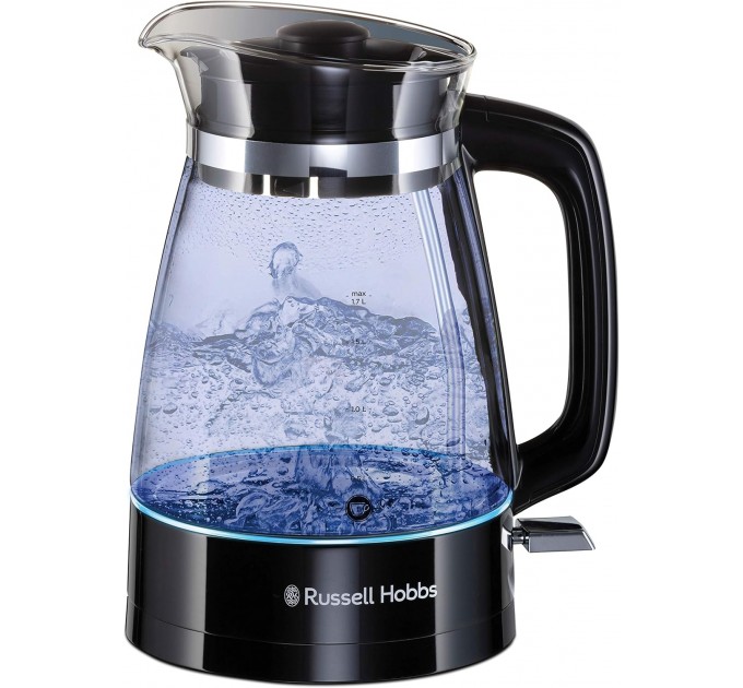 Электрочайник Russell Hobbs Hourglass 1.7л, стекло, подсветка, черно-серебристый