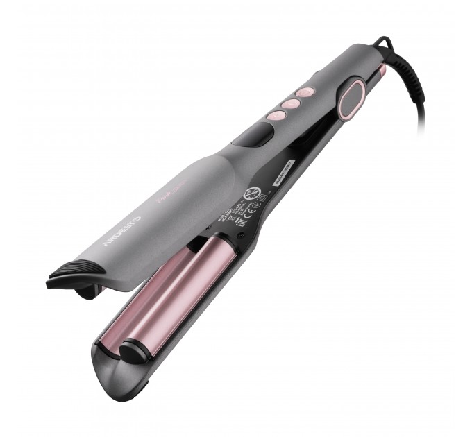Плойка для завивки волосся ARDESTO Pink Touch, 55Вт, 100-200C, кераміка, сірий+рожевий