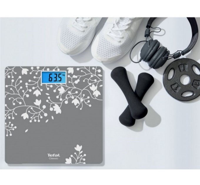 Весы Tefal напольные Classic Blossom, 160кг, AAAx2 нет в компл., стекло, серебро