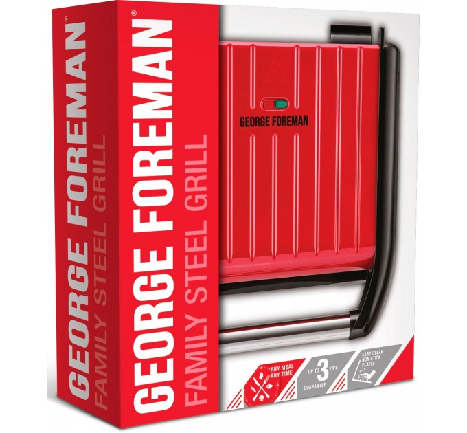 Гриль Russell Hobbs прижимной Family SteelGrill 1650Вт, темп. режимов-1, металл, крассно-черный