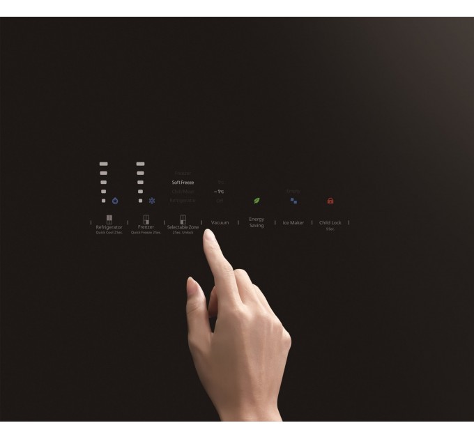 Холодильник Hitachi багатодверний, 184x90х72, холод.відд.-372л, мороз.відд.-196л, 4дв., А+, NF, інв., зона нульова, вакуум, льодоген., чорний (скло)