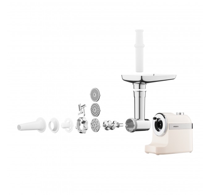 Мясорубка ARDESTO, 1800Вт, 2кг/мин, 3 решетки, насадка для колбас, кеббе,пластик, бежево-серебристый