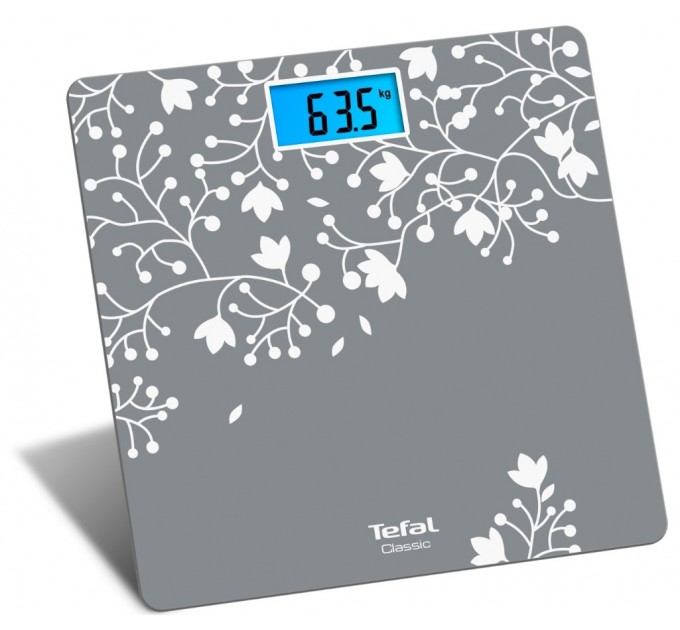 Весы Tefal напольные Classic Blossom, 160кг, AAAx2 нет в компл., стекло, серебро