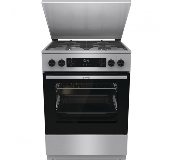 Плита Gorenje комби, 71л, 60x60см, дисплей, чугун, с крышкой, программатор IconLed,нерж