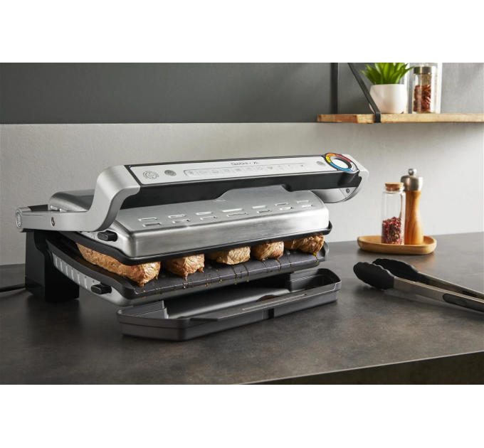 Гриль Tefal прижимной OptiGrill+ XL 2000Вт, темп. режимов-4, съёмные пластины, металл