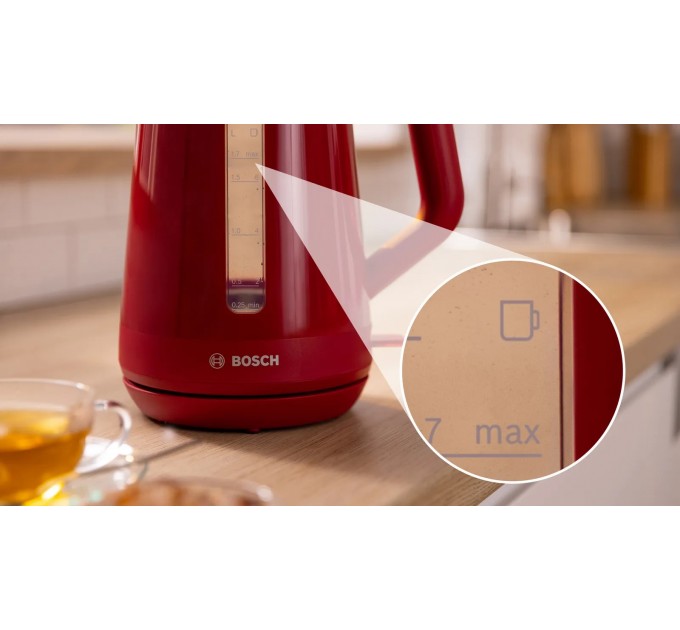 Электрочайник Bosch 1.7л, пластик, красно-черный