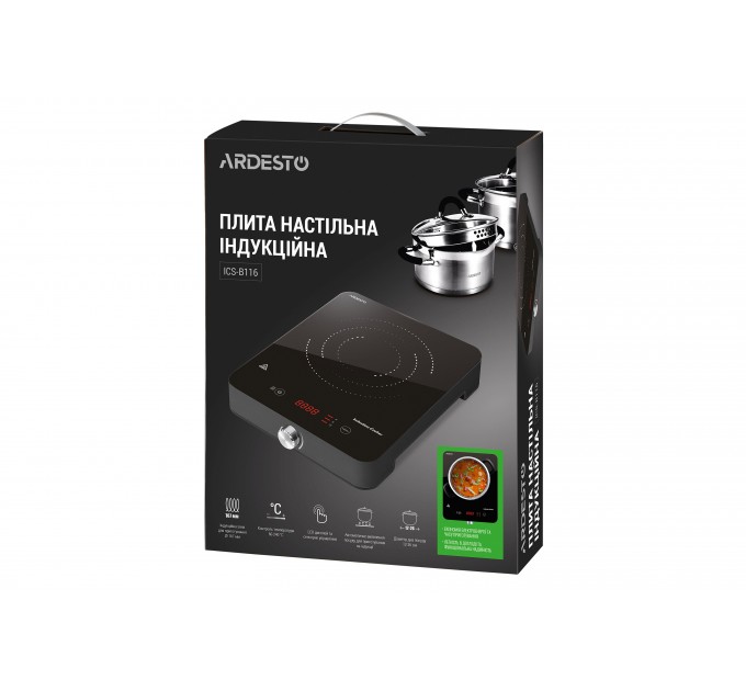 Плитка настільна ARDESTO індукційна, конфорок - 1 на 1.8кВт, керування - сенсорне, таймер, чорний