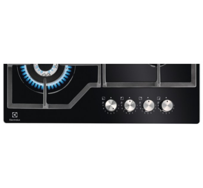 Варочная поверхность Electrolux газ на стекле, 60см, чугун, черный