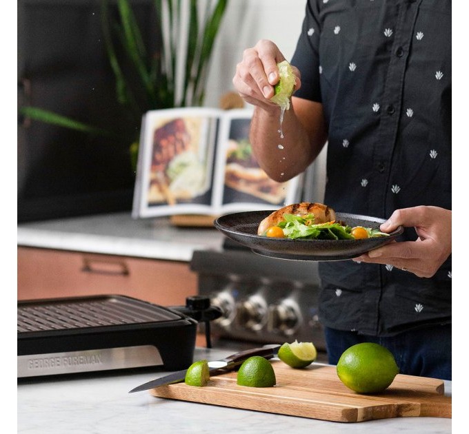 Гриль George Foreman барбекю Smokeless BBQ Grill 1606Вт, темп. режимов-3, съёмные пластины, пластик, черный